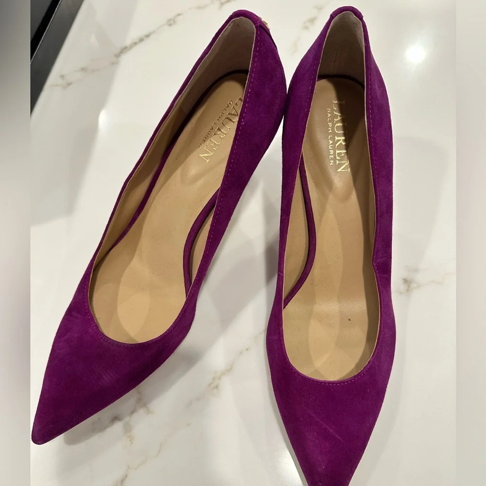 Lauren Ralph Lauren Lanette Pink Suede Pointed-Toe Heels Size 8.5 - Picture 1 of 6